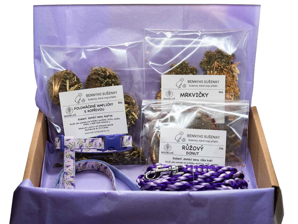 Vánoční balíček pro králíka MALGIE levandule, satén